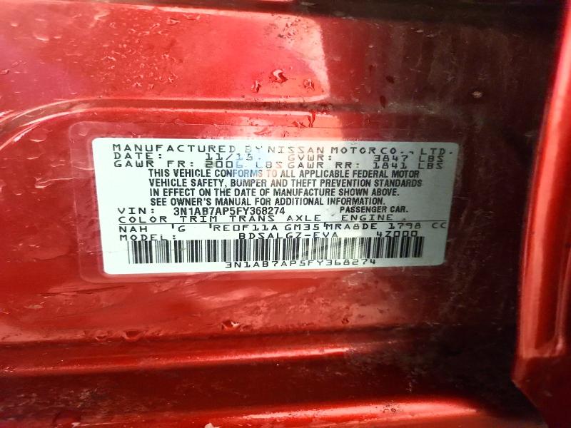 2015 Nissan Sentra მანქანა იყიდება აუქციონზე, vin: 3N1AB7AP5FY368274, აუქციონის ნომერი: 63025276