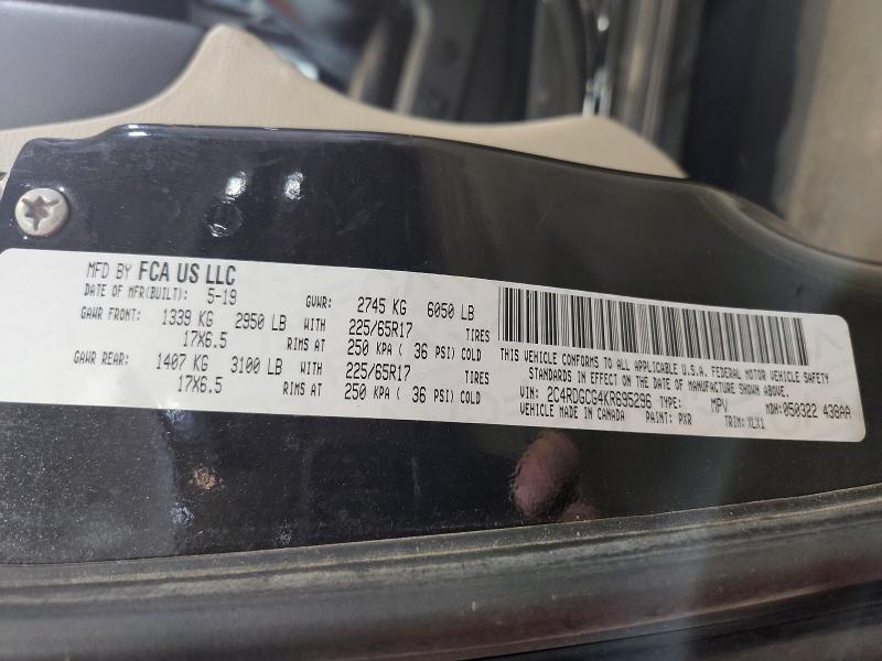 Aukcja sprzedaży 2019 Dodge Grand Caravan, vin: 2C4RDGCG4KR695296, numer aukcji: 59796096