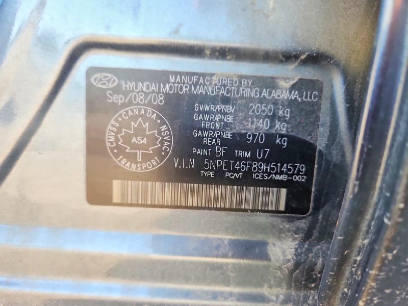 2009 Hyundai Sonata მანქანა იყიდება აუქციონზე, vin: 5NPET46F89H514579, აუქციონის ნომერი: 61418706