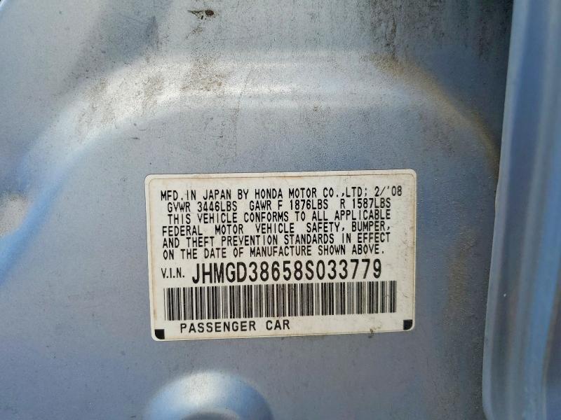 Продажа на аукционе авто 2008 Honda Fit, vin: JHMGD38658S033779, номер лота: 62513876