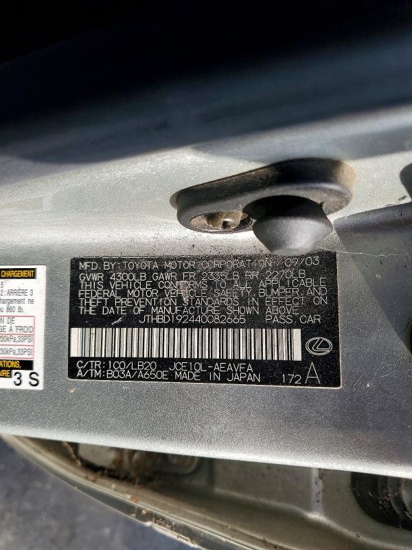 63083266 :رقم المزاد ، JTHBD192440082665 vin ، 2004 Lexus Is مزاد بيع