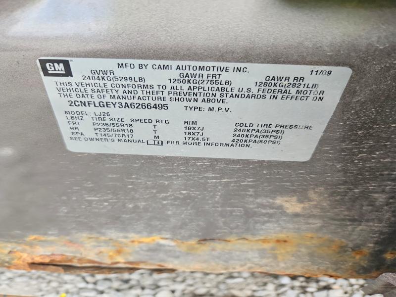2010 Chevrolet Equinox მანქანა იყიდება აუქციონზე, vin: 2CNFLGEY3A6266495, აუქციონის ნომერი: 63299876