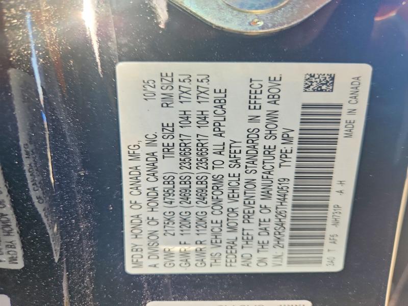 Auction sale of the 2026 Honda Cr-v, vin: 2HKRS4H26TH440519, lot number: 62638206