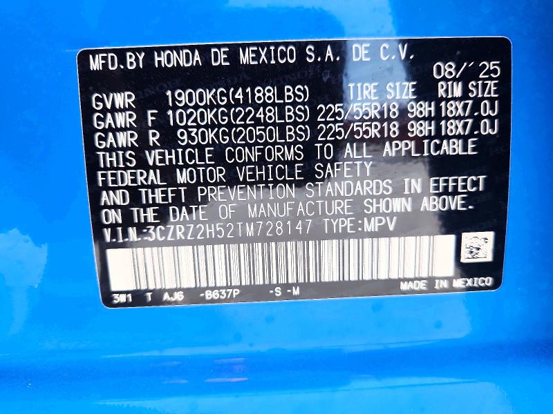 2026 Honda Hr-v მანქანა იყიდება აუქციონზე, vin: 3CZRZ2H52TM728147, აუქციონის ნომერი: 62468616