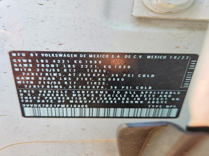 Aukcja sprzedaży 2023 Volkswagen Taos, vin: 3VVDX7B21PM319405, numer aukcji: 59878906