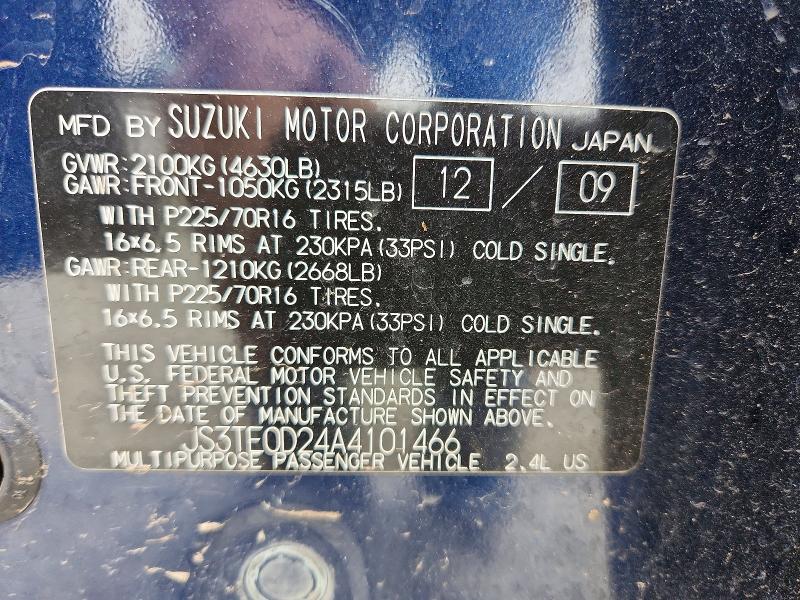 85605035 :رقم المزاد ، JS3TE0D24A4101466 vin ، 2010 Suzuki Grand Vitara مزاد بيع