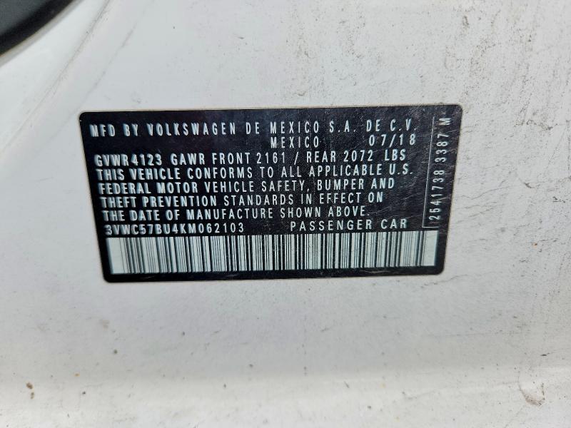 60233626 :رقم المزاد ، 3VWC57BU4KM062103 vin ، 2019 Volkswagen Jetta مزاد بيع
