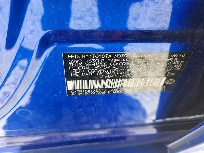 Aukcja sprzedaży 2019 Lexus Is, vin: JTHBA1D2XK5085361, numer aukcji: 60079086