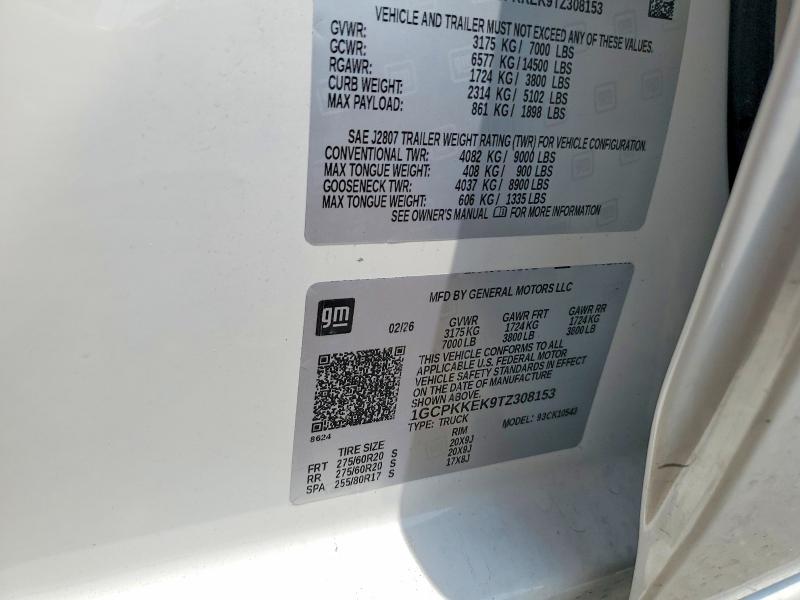 2026 Chevrolet Silverado მანქანა იყიდება აუქციონზე, vin: 1GCPKKEK9TZ308153, აუქციონის ნომერი: 63099976