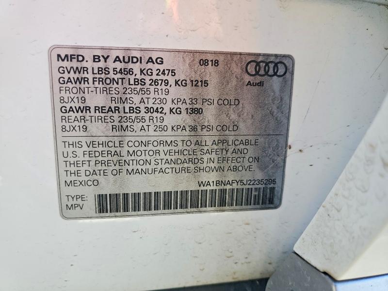 Aukcja sprzedaży 2018 Audi Q5, vin: WA1BNAFY5J2235295, numer aukcji: 58312776