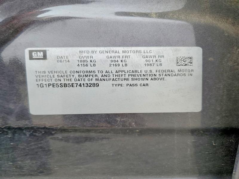 61634886 :رقم المزاد ، 1G1PE5SB5E7413289 vin ، 2014 Chevrolet Cruze مزاد بيع