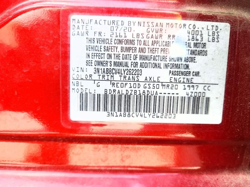 2020 Nissan Sentra მანქანა იყიდება აუქციონზე, vin: 3N1AB8CV4LY262203, აუქციონის ნომერი: 60506226