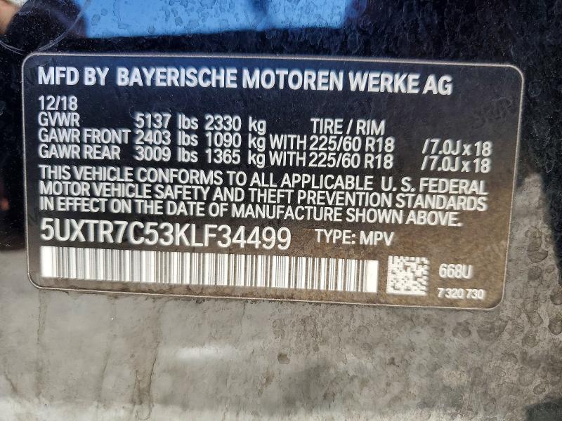 Продажа на аукционе авто 2019 Bmw X3, vin: 5UXTR7C53KLF34499, номер лота: 60295116