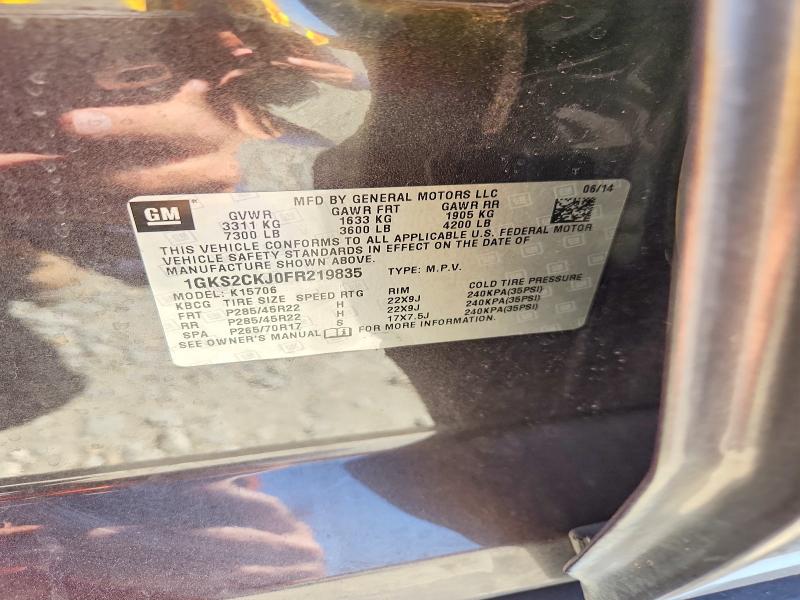 2015 Gmc Yukon მანქანა იყიდება აუქციონზე, vin: 1GKS2CKJ0FR219835, აუქციონის ნომერი: 61152266