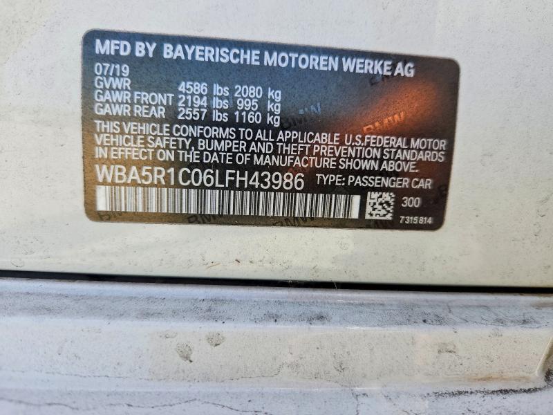 Aukcja sprzedaży 2020 Bmw 330i, vin: WBA5R1C06LFH43986, numer aukcji: 61797426