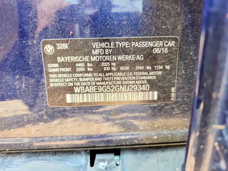 Aukcja sprzedaży 2016 Bmw 328, vin: WBA8E9G52GNU29340, numer aukcji: 62900056