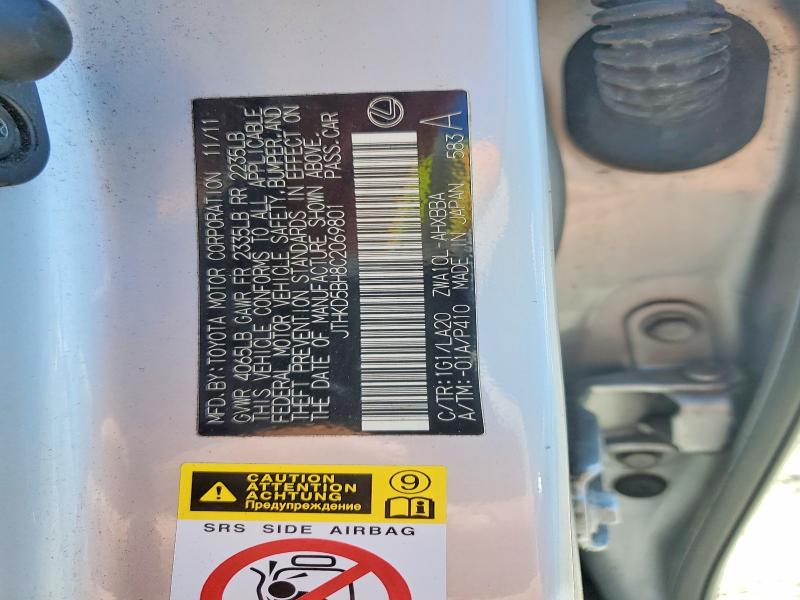 2012 Lexus Ct მანქანა იყიდება აუქციონზე, vin: JTHKD5BH8C2069801, აუქციონის ნომერი: 62964016