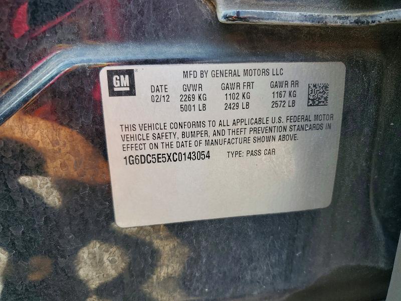 62593546 :رقم المزاد ، 1G6DC5E5XC0143054 vin ، 2012 Cadillac Cts مزاد بيع