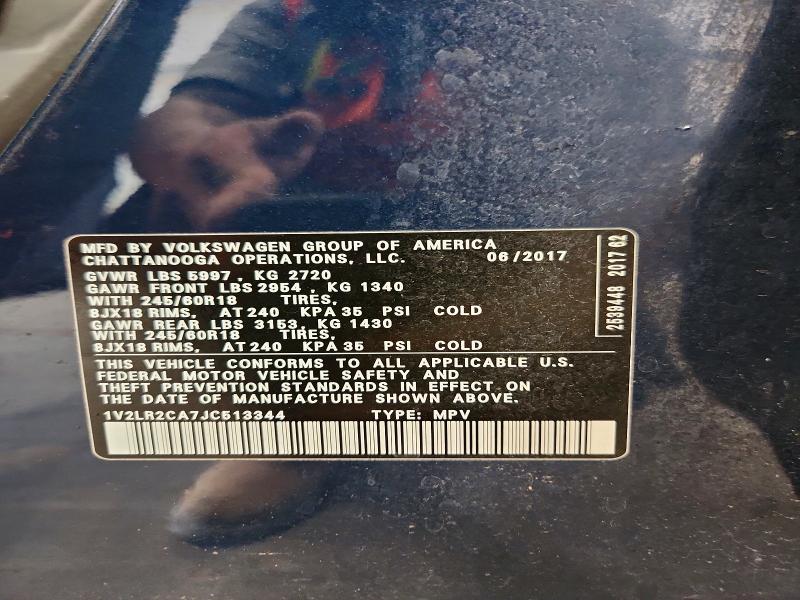 59012376 :رقم المزاد ، 1V2LR2CA7JC513344 vin ، 2018 Volkswagen Atlas مزاد بيع