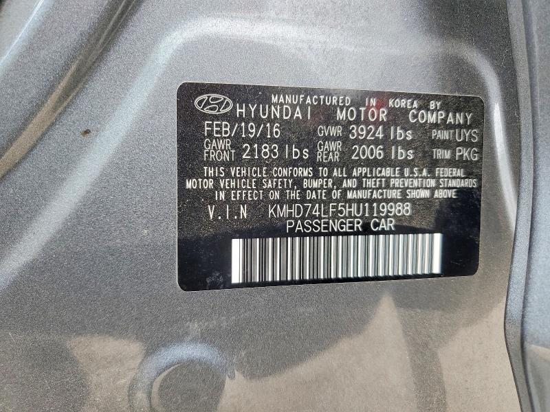 Aukcja sprzedaży 2017 Hyundai Elantra, vin: KMHD74LF5HU119988, numer aukcji: 60980276