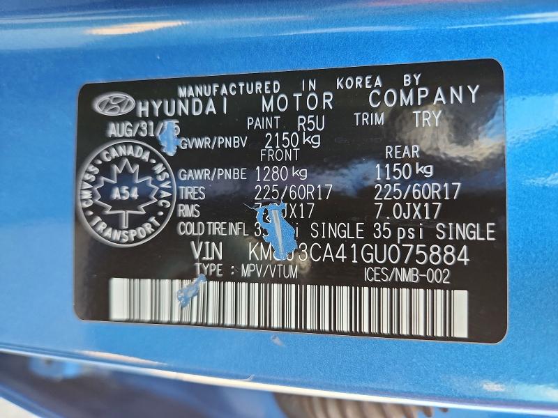 2016 Hyundai Tucson მანქანა იყიდება აუქციონზე, vin: KM8J3CA41GU075884, აუქციონის ნომერი: 63170376