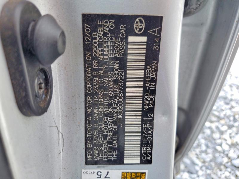 Продажа на аукционе авто 2008 Toyota Prius, vin: JTDKB20U087737221, номер лота: 63174886