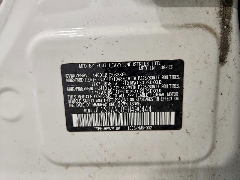 59583296 :رقم المزاد ، JF2SJAAC8EH490444 vin ، 2014 Subaru Forester مزاد بيع