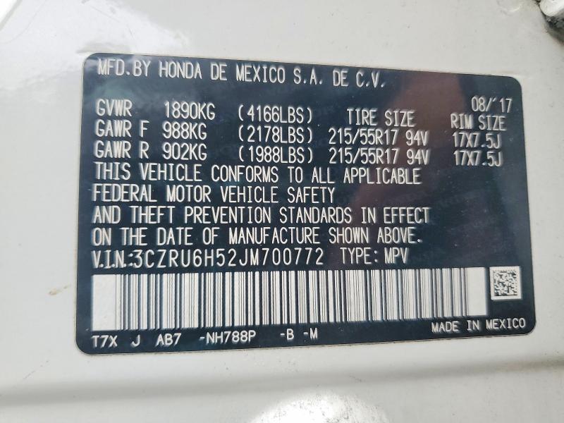 Продаж на аукціоні авто 2018 Honda Hr-v, vin: 3CZRU6H52JM700772, номер лоту: 60138146