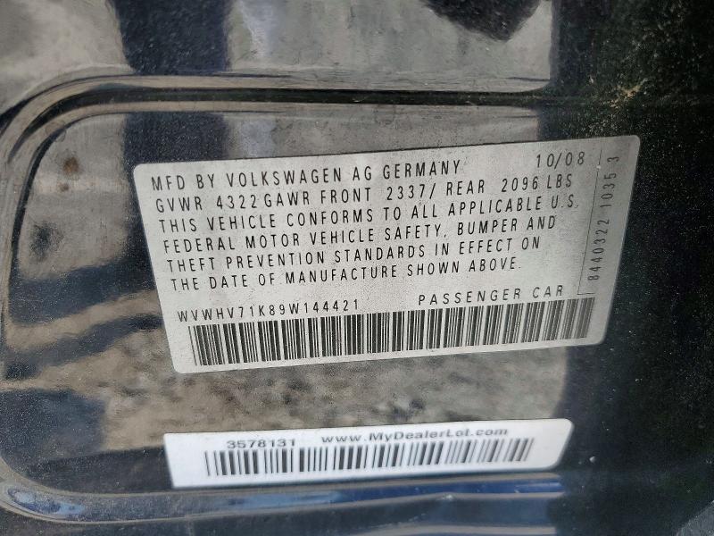 2009 Volkswagen Gti მანქანა იყიდება აუქციონზე, vin: WVWHV71K89W144421, აუქციონის ნომერი: 62756186