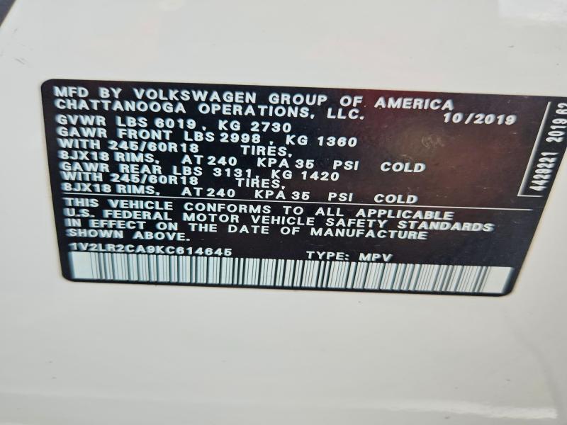 85990975 :رقم المزاد ، 1V2LR2CA9KC614645 vin ، 2019 Volkswagen Atlas مزاد بيع