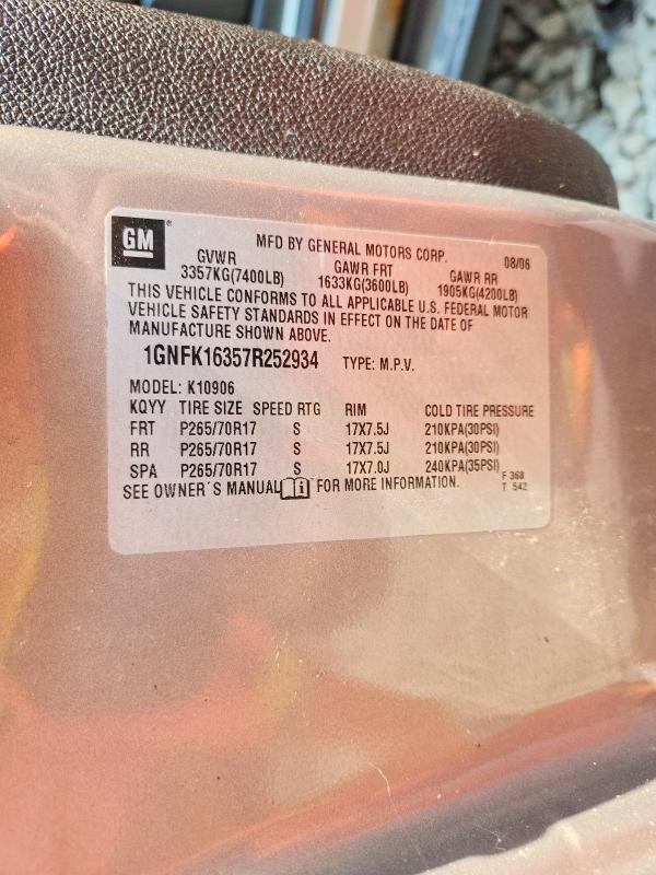 59980706 :رقم المزاد ، 1GNFK16357R252934 vin ، 2007 Chevrolet Suburban مزاد بيع
