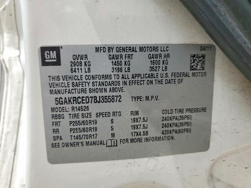 Продаж на аукціоні авто 2011 Buick Enclave, vin: 5GAKRCED7BJ355872, номер лоту: 61773786