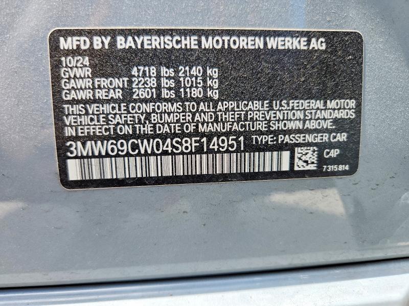 Aukcja sprzedaży 2025 Bmw 330i, vin: 3MW69CW04S8F14951, numer aukcji: 59889276