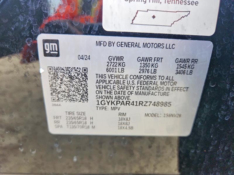 2024 Cadillac Xt6 მანქანა იყიდება აუქციონზე, vin: 1GYKPAR41RZ748985, აუქციონის ნომერი: 62461606