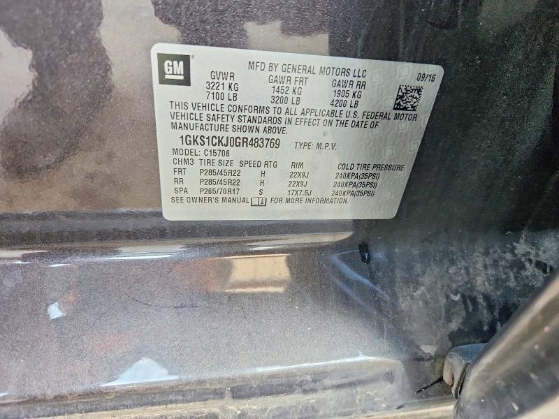 Aukcja sprzedaży 2016 Gmc Yukon, vin: 1GKS1CKJ0GR483769, numer aukcji: 62595316