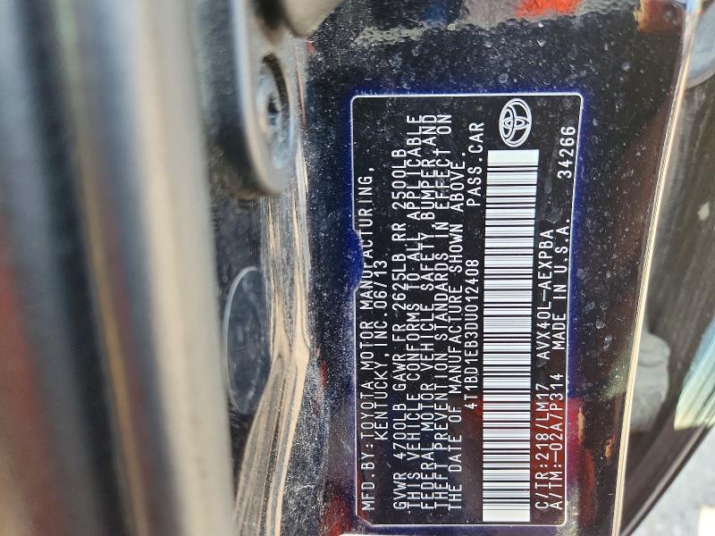 85458515 :رقم المزاد ، 4T1BD1EB3DU012408 vin ، 2013 Toyota Avalon Hybrid مزاد بيع