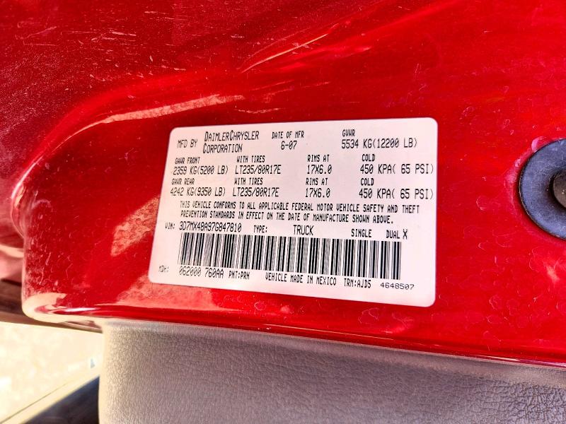60023446 :رقم المزاد ، 3D7MX48A97G847810 vin ، 2007 Dodge Ram 3500 مزاد بيع