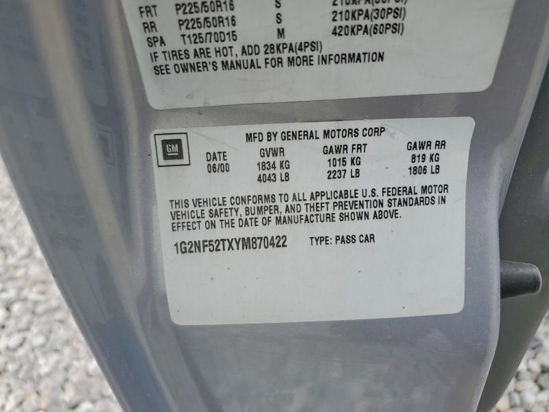 60693996 :رقم المزاد ، 1G2NF52TXYM870422 vin ، 2000 Pontiac Grand Am مزاد بيع
