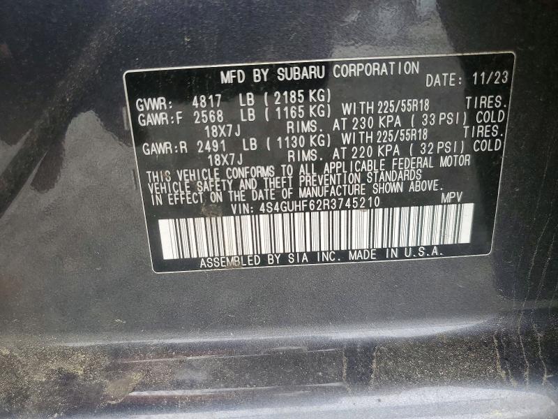 60530956 :رقم المزاد ، 4S4GUHF62R3745210 vin ، 2024 Subaru Crosstrek مزاد بيع