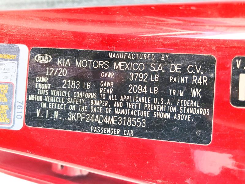Продаж на аукціоні авто 2021 Kia Forte, vin: 3KPF24AD4ME318553, номер лоту: 61980396