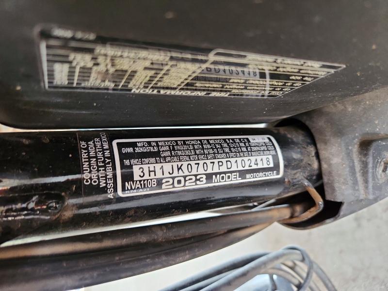 2023 Honda Nva110 მანქანა იყიდება აუქციონზე, vin: 3H1JK0707PD102418, აუქციონის ნომერი: 62431146