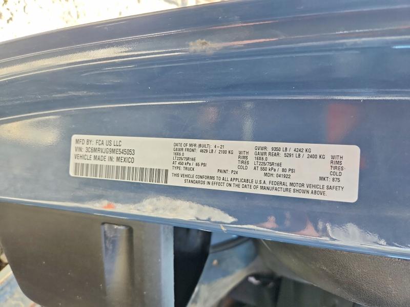 Продаж на аукціоні авто 2021 Ram Promaster 3500, vin: 3C6MRVJG9ME545053, номер лоту: 61141696