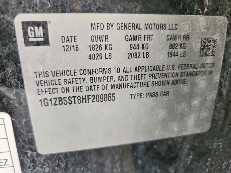 Aukcja sprzedaży 2017 Chevrolet Malibu, vin: 1G1ZB5ST8HF209865, numer aukcji: 60577106