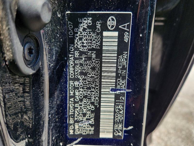 Aukcja sprzedaży 2008 Toyota Prius, vin: JTDKB20U683325831, numer aukcji: 60247916