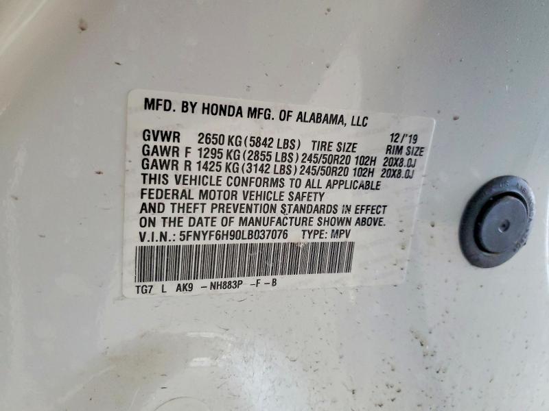 Aukcja sprzedaży 2020 Honda Pilot, vin: 5FNYF6H90LB037076, numer aukcji: 61428796