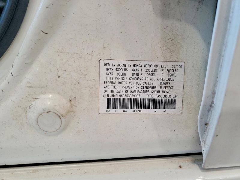 60379796 :رقم المزاد ، JH4CL96956C039087 vin ، 2006 Acura Tsx مزاد بيع