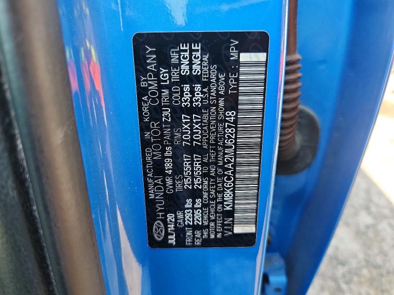 Aukcja sprzedaży 2021 Hyundai Kona, vin: KM8K6CAA2MU628748, numer aukcji: 63130136