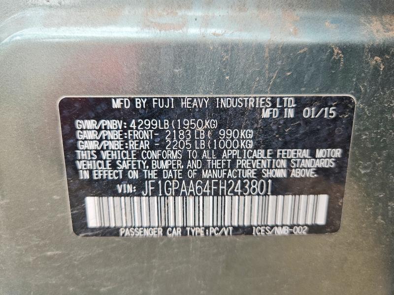Aukcja sprzedaży 2015 Subaru Impreza, vin: JF1GPAA64FH243801, numer aukcji: 59332626