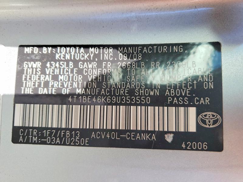 Продаж на аукціоні авто 2009 Toyota Camry, vin: 4T1BE46K69U353550, номер лоту: 60141676