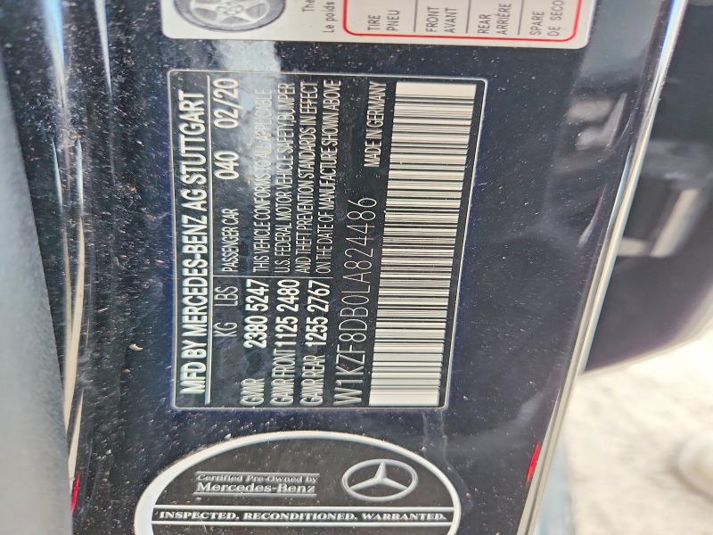 Продажа на аукционе авто 2020 Mercedes-benz E, vin: W1KZF8DB0LA824486, номер лота: 59914516